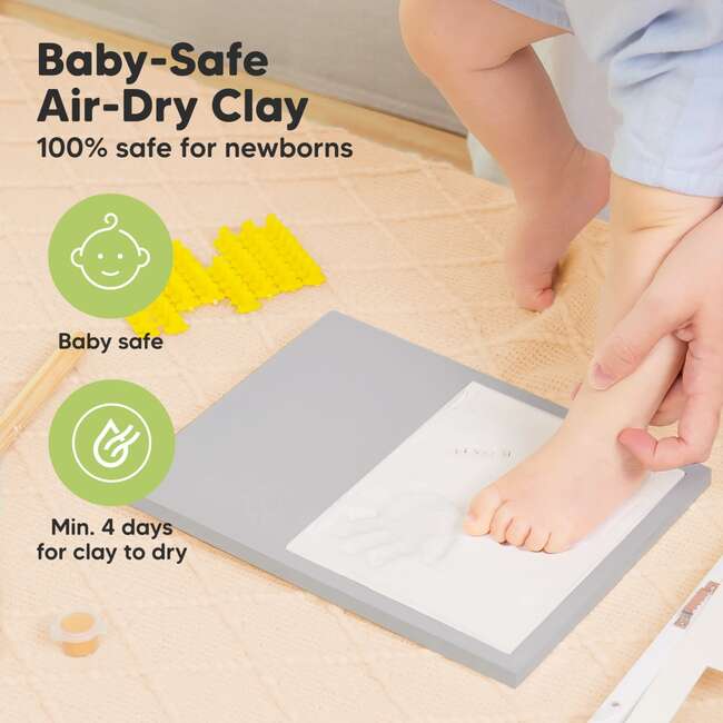Baby Handprint & Footprint Keepsake Solo Frame, Cloud Gray - Playmats - 6