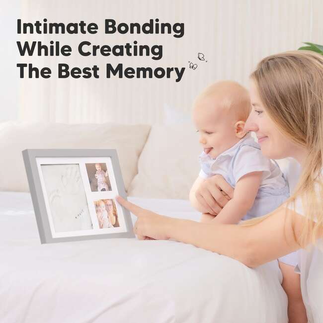 Baby Handprint & Footprint Keepsake Solo Frame, Cloud Gray - Playmats - 7