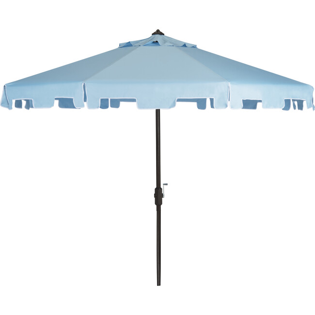 UV-Resistant Zimmerman 9' Crank Push-Button Tilt Umbrella, Light Blue