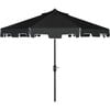 UV-Resistant Zimmerman 9' Crank Push-Button Tilt Umbrella, Black/White - Outdoor Home - 1 - thumbnail