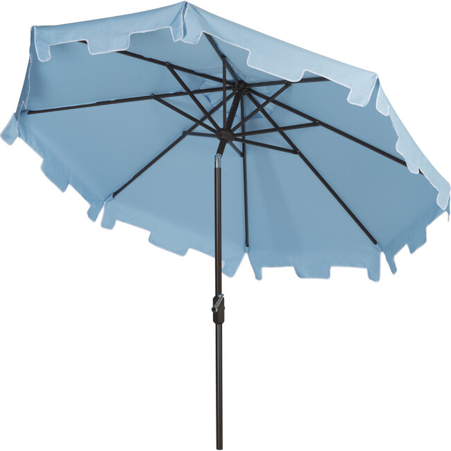 UV-Resistant Zimmerman 9' Crank Push-Button Tilt Umbrella, Light Blue - Outdoor Home - 2