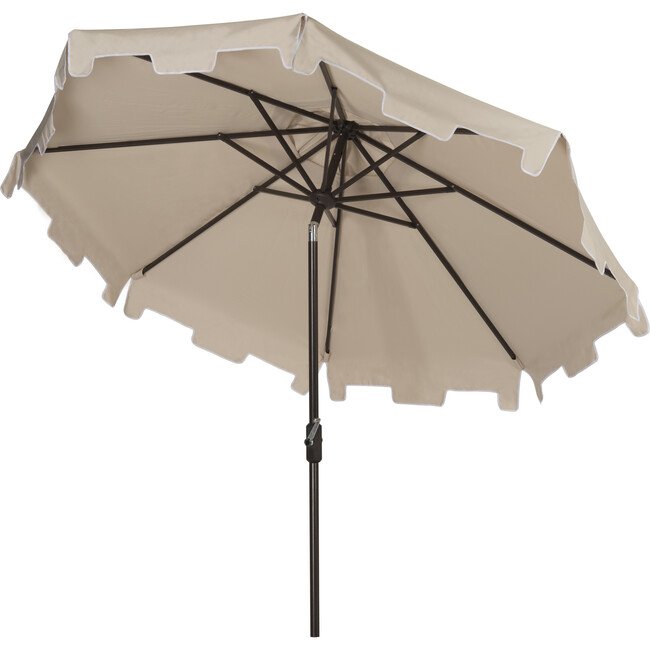 UV-Resistant Zimmerman 9' Crank Push-Button Tilt Umbrella, Beige