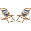 Set of 2 Loren Foldable Sling Chairs, Navy Stripe/Natural - Outdoor Home - 1 - thumbnail