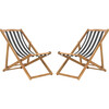 Set of 2 Loren Foldable Sling Chairs, Black Stripe/Natural - Outdoor Home - 1 - thumbnail