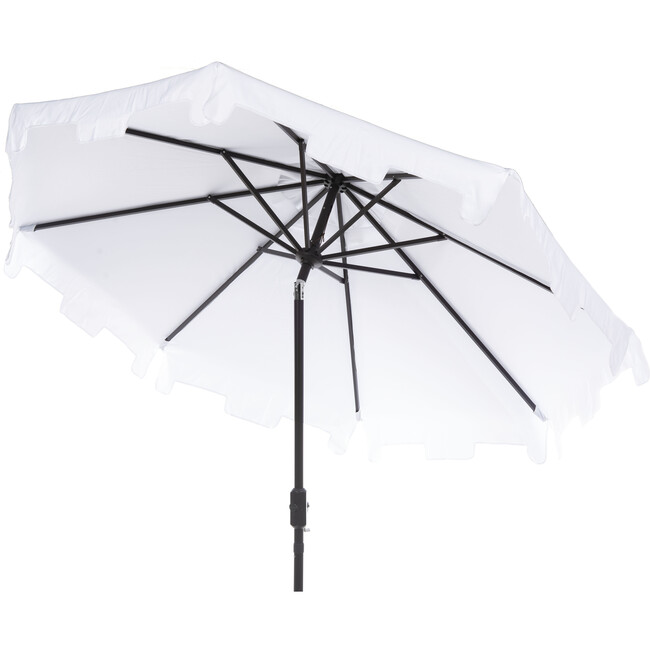 UV-Resistant Zimmerman 9' Crank Push-Button Tilt Umbrella, White