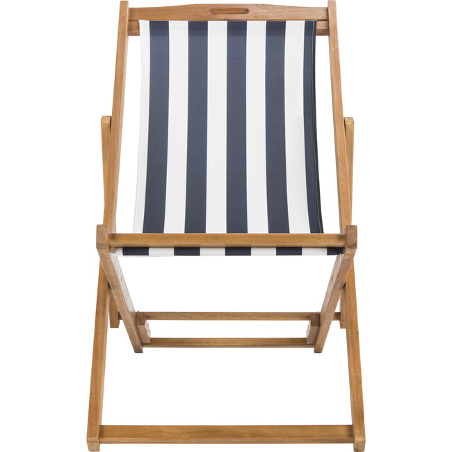 Set of 2 Loren Foldable Sling Chairs, Navy Stripe/Natural
