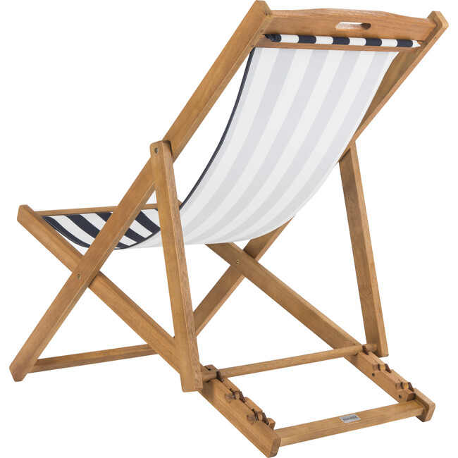 Set of 2 Loren Foldable Sling Chairs, Navy Stripe/Natural - Outdoor Home - 3