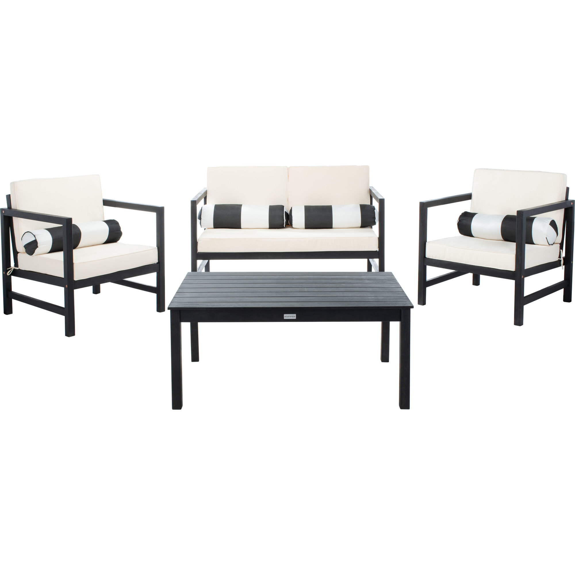 Montez 4-Piece Outdoor Set with Accent Pillows, Black/Cream - Outdoor Home - 1