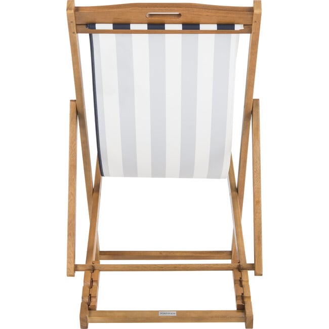Set of 2 Loren Foldable Sling Chairs, Navy Stripe/Natural - Outdoor Home - 5