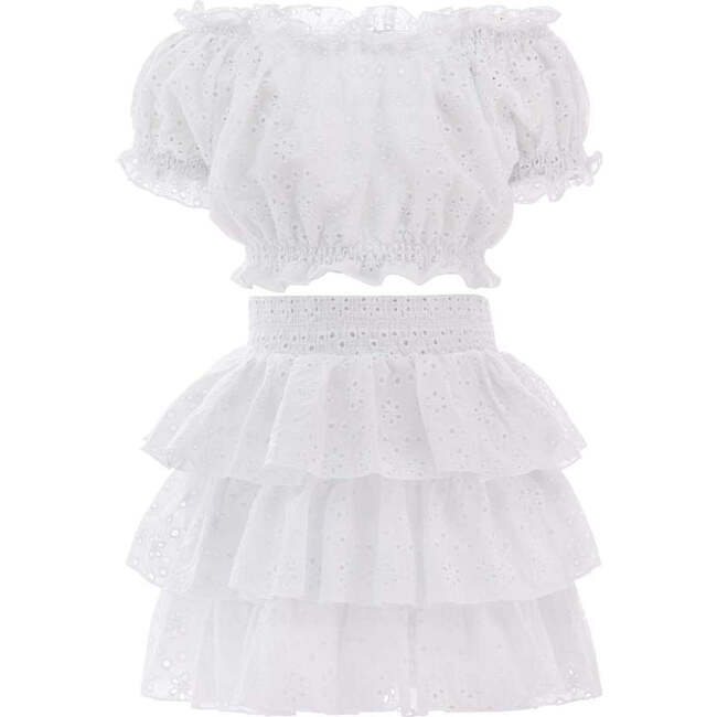 Top & Skirt Set, White