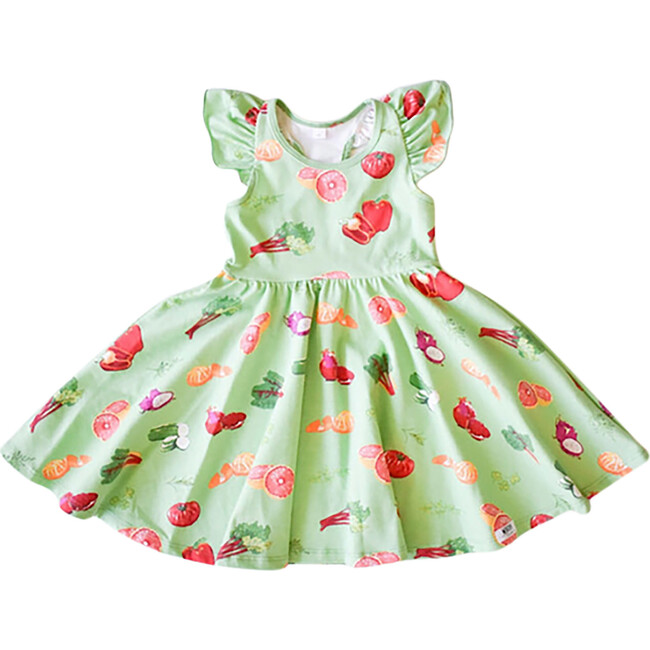 Ruffle Sleeve Twirly Dress, Greens Market