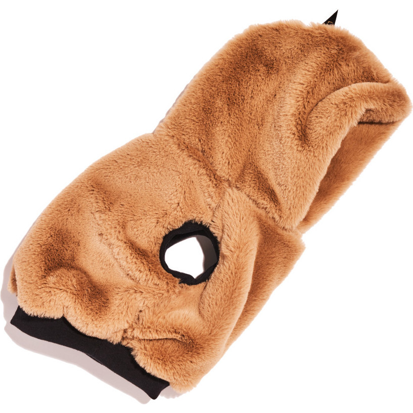 Faux Fur Dog Hoodie, Khaki - Dog Clothes - 1