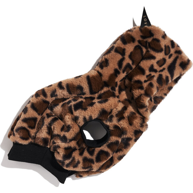 Faux Fur Dog Hoodie, Leopard