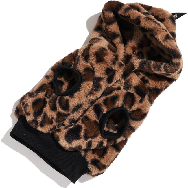 Faux Fur Dog Hoodie, Leopard