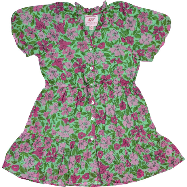 Kids Poppy Dress, Melodic Floral Patina - Dresses - 1