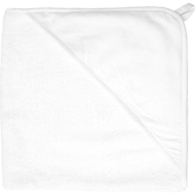 Hooded Towel With Wash Glove, White