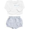 Easter Monogram Gift Set, Boys White Shirt And Pale Blue Gingham Short - Mixed Apparel Set - 1 - thumbnail