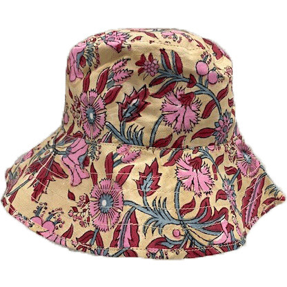 Women's Printed Floral Bucket Hat, Fuchsia - Hats - 1
