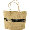 Luxe Stripe Tote, Natural/Black - Bags - 1 - thumbnail