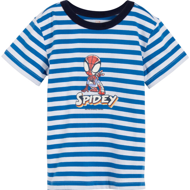 Relaxed Stripe Graphic Tee, Blue & White Stripe Spidey - Tees - 1 - zoom