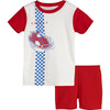 Shortie Pajama Set, Red Blue & White Spidey Car - Pajamas - 1 - thumbnail