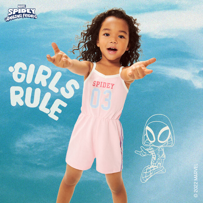 Knit Romper, Pink Spidey - Rompers - 2