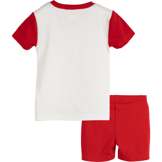 Shortie Pajama Set, Red Blue & White Spidey Car - Pajamas - 3