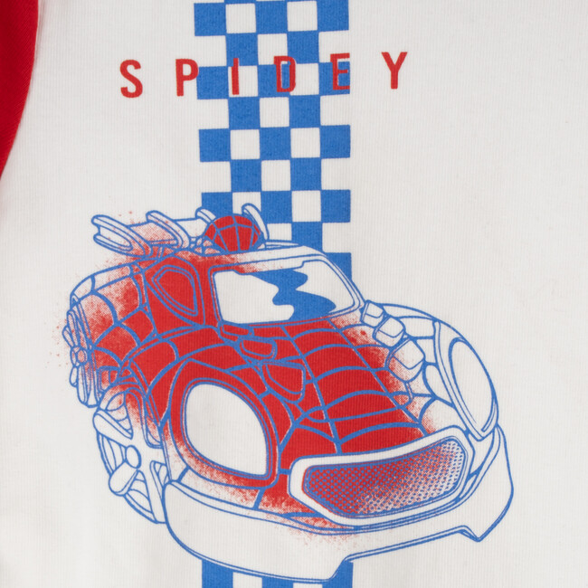 Shortie Pajama Set, Red Blue & White Spidey Car - Pajamas - 4