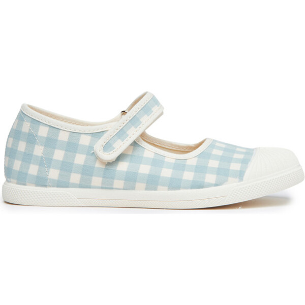 Gingham Mary Jane Sneakers, Light Blue Childrenchic Shoes