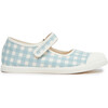 Gingham Mary Jane Sneakers, Light Blue - Mary Janes - 1 - thumbnail