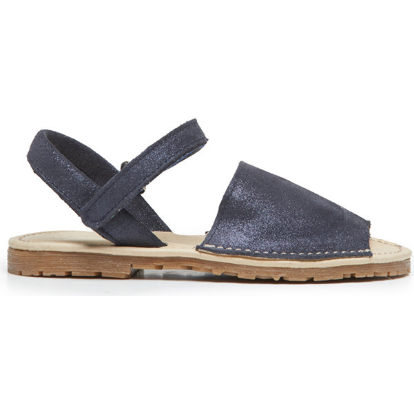 Leather Sandals, Navy Glitter