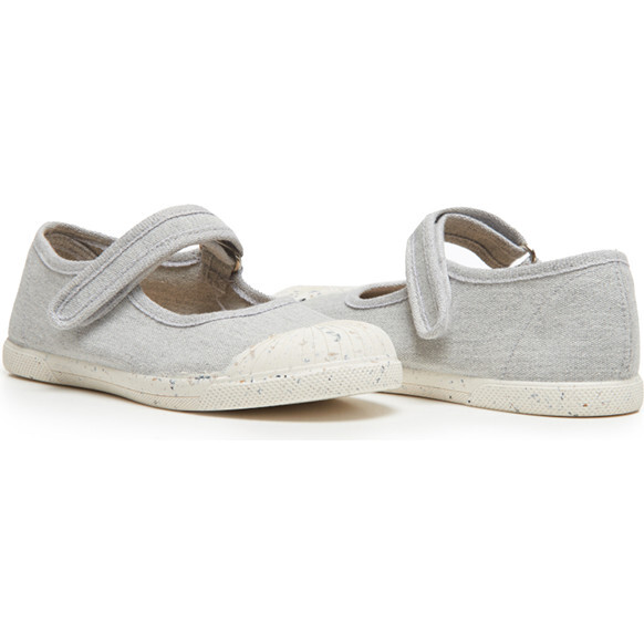 ECO-friendly Canvas Mary Jane Sneakers, Grey - Mary Janes - 2