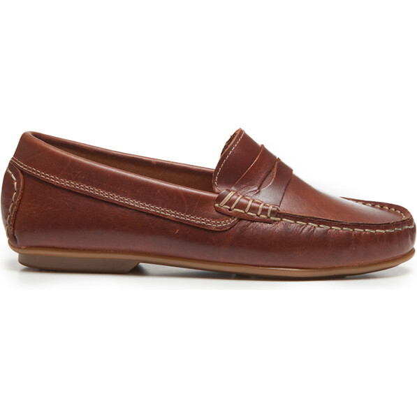 Leather Penny Loafers, Brown - Loafers - 1