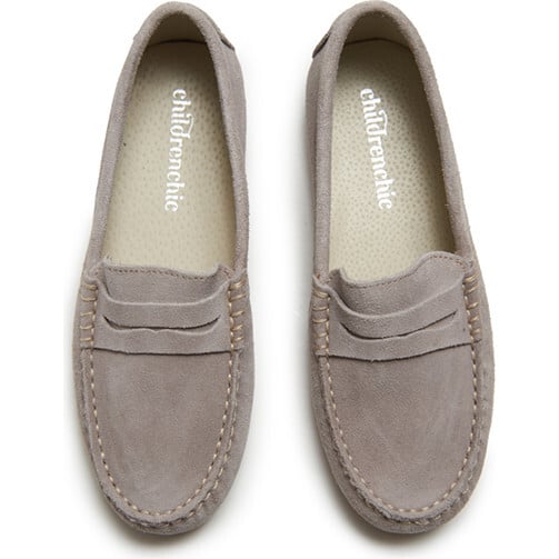 Suede Penny Loafers, Grey - Loafers - 3