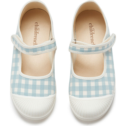 Gingham Mary Jane Sneakers, Light Blue - Mary Janes - 3