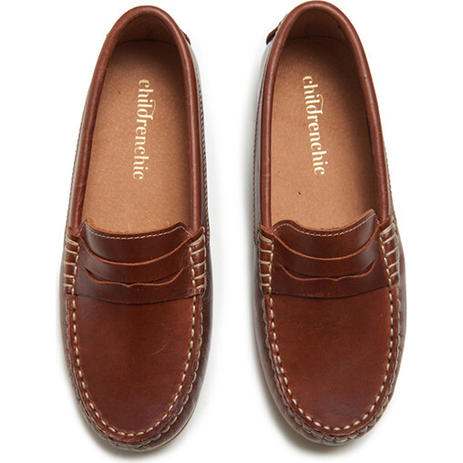 Leather Penny Loafers, Brown - Childrenchic Shoes | Maisonette