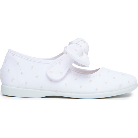 Canvas Swiss-Dot Mary Janes, White