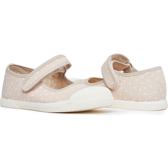 Canvas Mary Jane Sneakers, Taupe dots - Mary Janes - 2