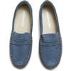 Suede Penny Loafers, Blue - Loafers - 3