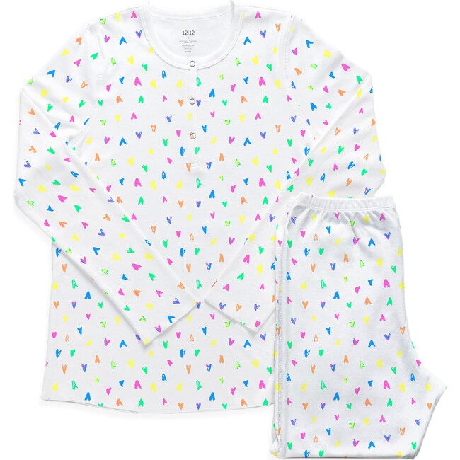 Mama Me Pajama Set, Neon Hearts - Pajamas - 1