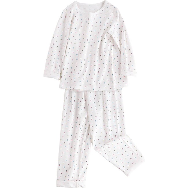 Small Flowers Pajama Set, White - Pajamas - 1