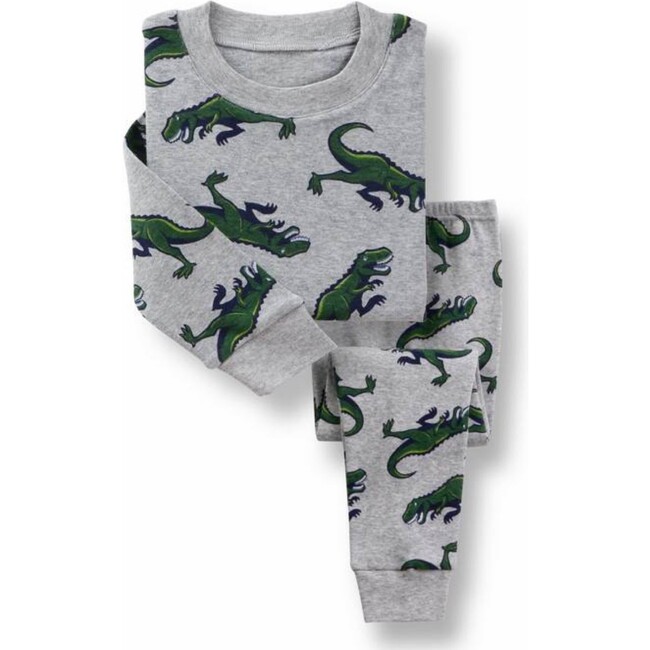 Dinosaurs Pajama Set, Grey - Pajamas - 1