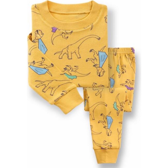 Dinosaurs Pajama Set, Yellow - Pajamas - 1