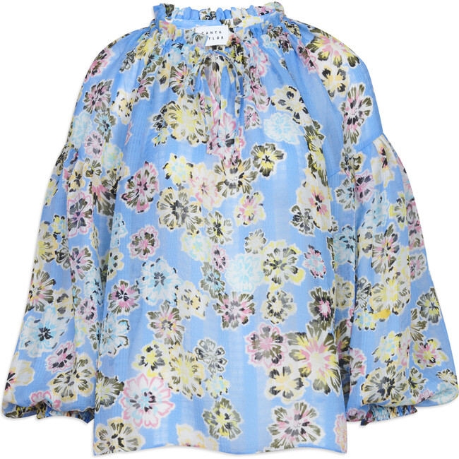 Women's Priya Top, Chalk Floral Oxford Blue Multi - Blouses - 1