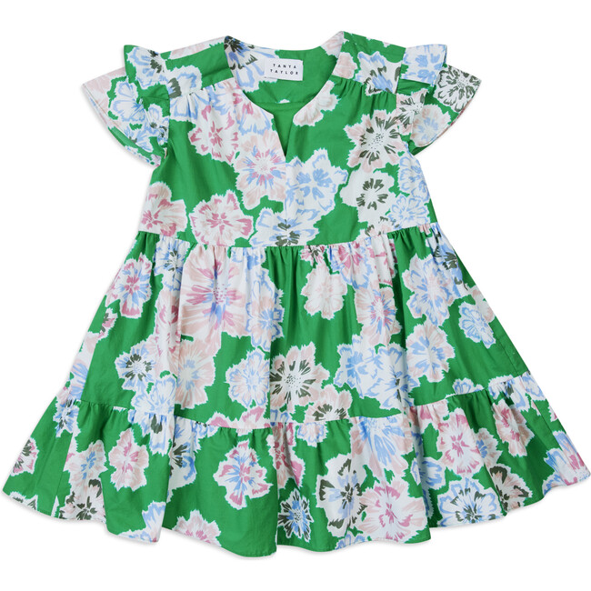 Mini Marisol Dress, Chalk Floral Kelly Green Multi