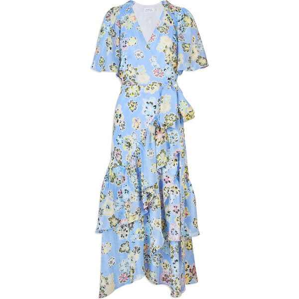 Women's Brittany Dress, Chalk Floral Oxford Blue Multi - Tanya Taylor ...