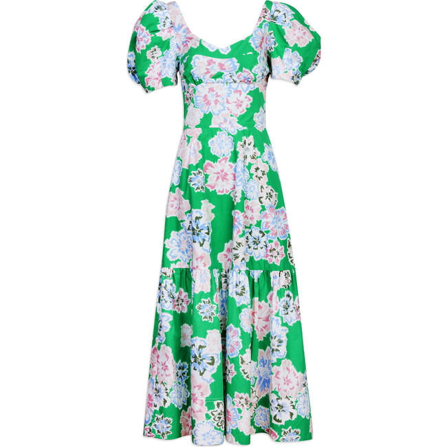 Women's Danielle Dress, Chalk Floral Kelly Green Multi