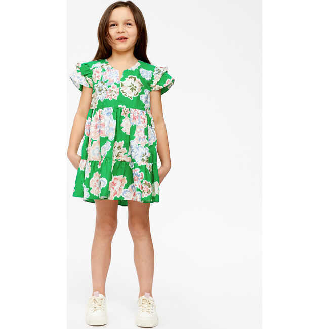 Mini Marisol Dress, Chalk Floral Kelly Green Multi