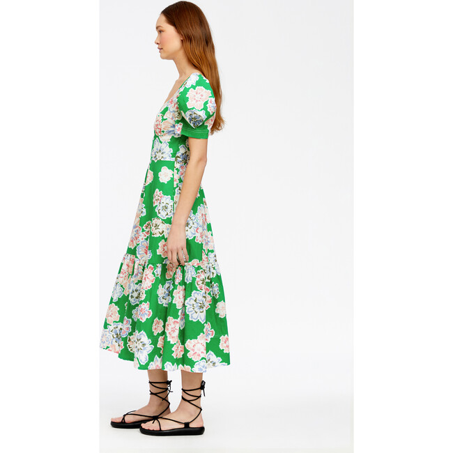 Women's Danielle Dress, Chalk Floral Kelly Green Multi - Dresses - 4