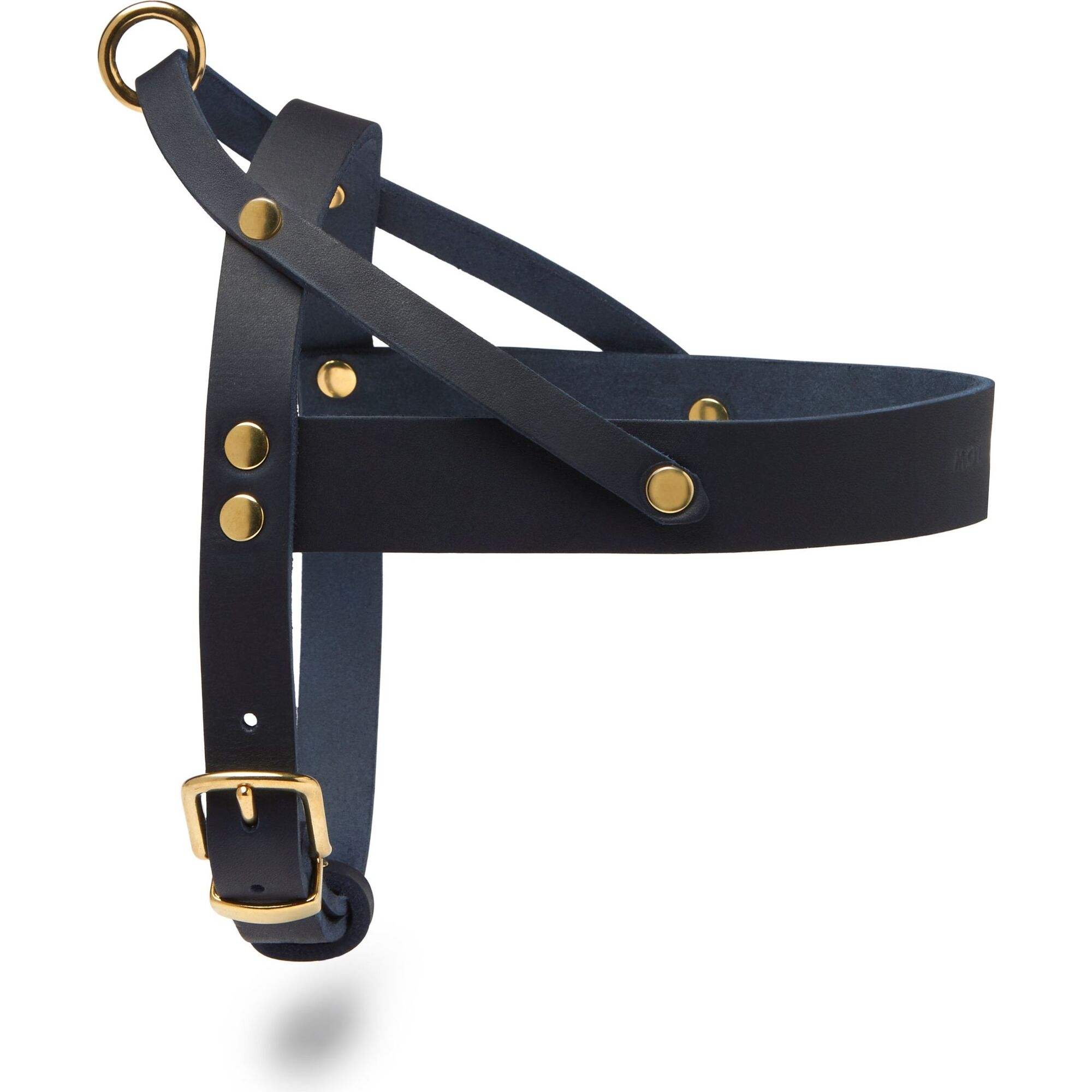 Molly and Stitch US | Butter Leather Dog Collar - Navy Blue, Brass / Xs